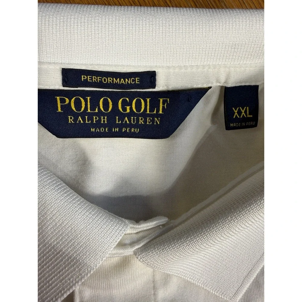 Polo Golf Ralph Lauren Performance Stretch Polo‎ Shirt Men's 2XL White SS Peru